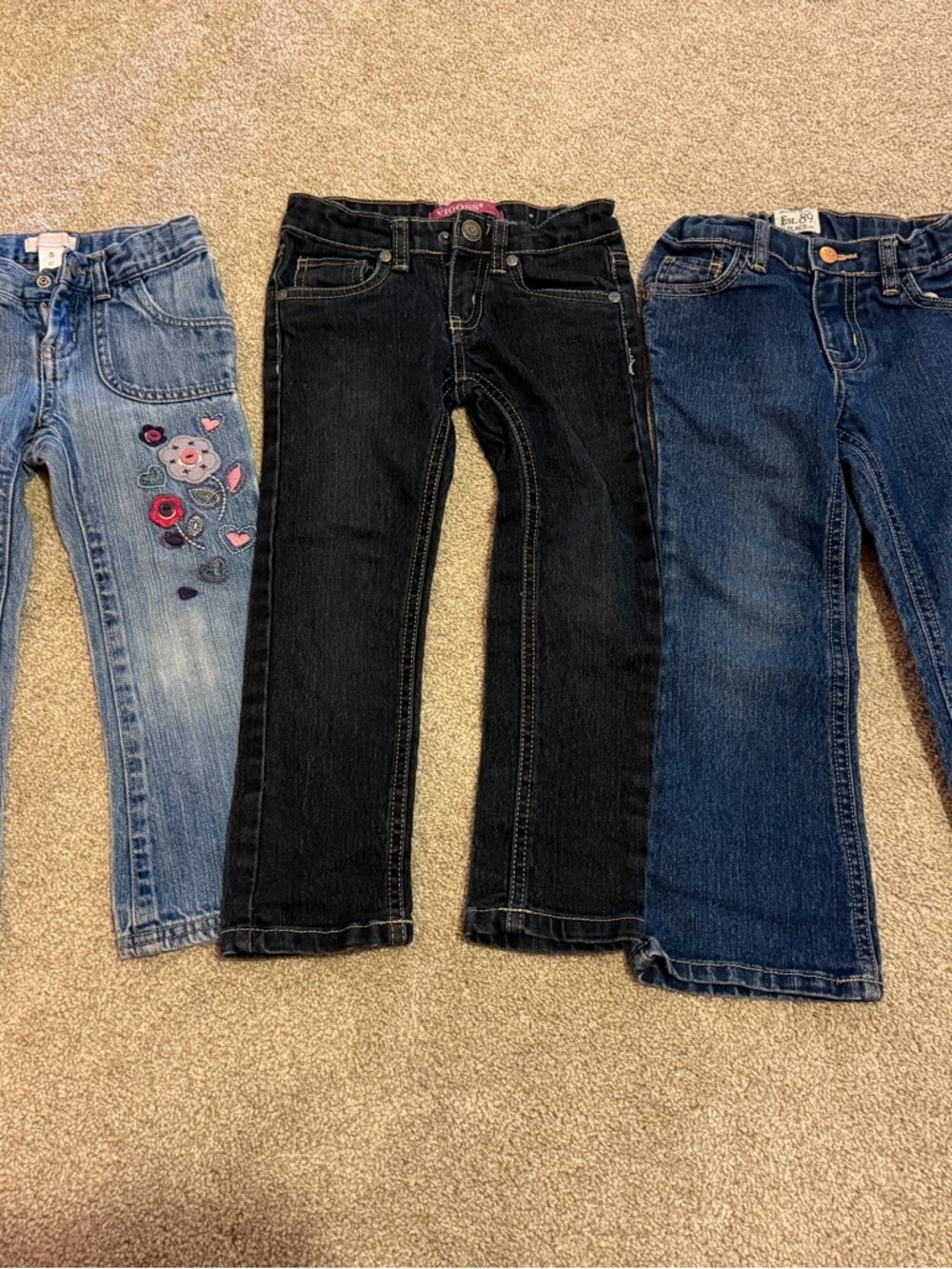 3 Pairs Girls Jeans Bundle Size 4T (Old Navy, Vigoss, Children’s Place)